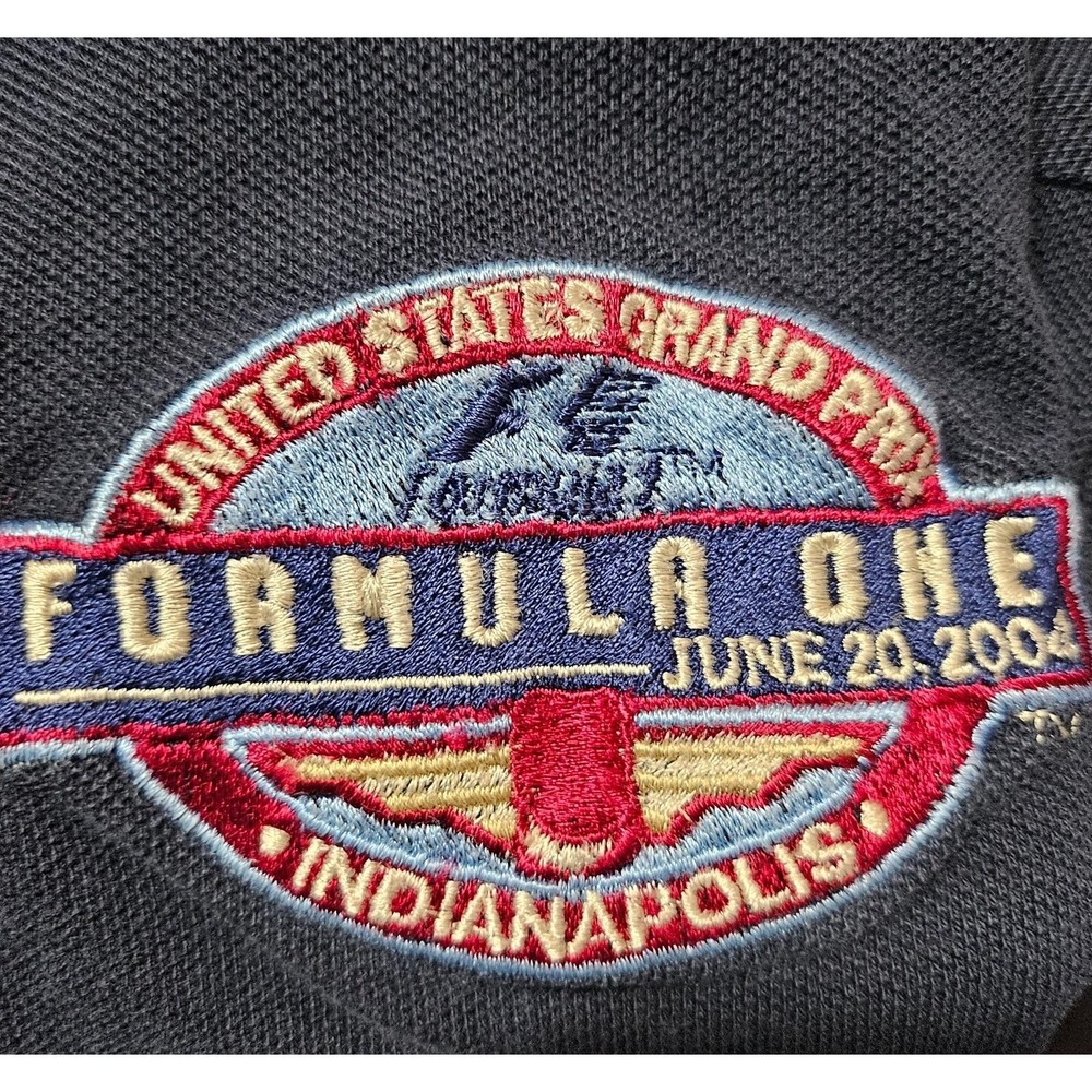 Brickyard Navy Blue Formula One Polo Shirt Collared Short Sleeve Mens‎ Size L